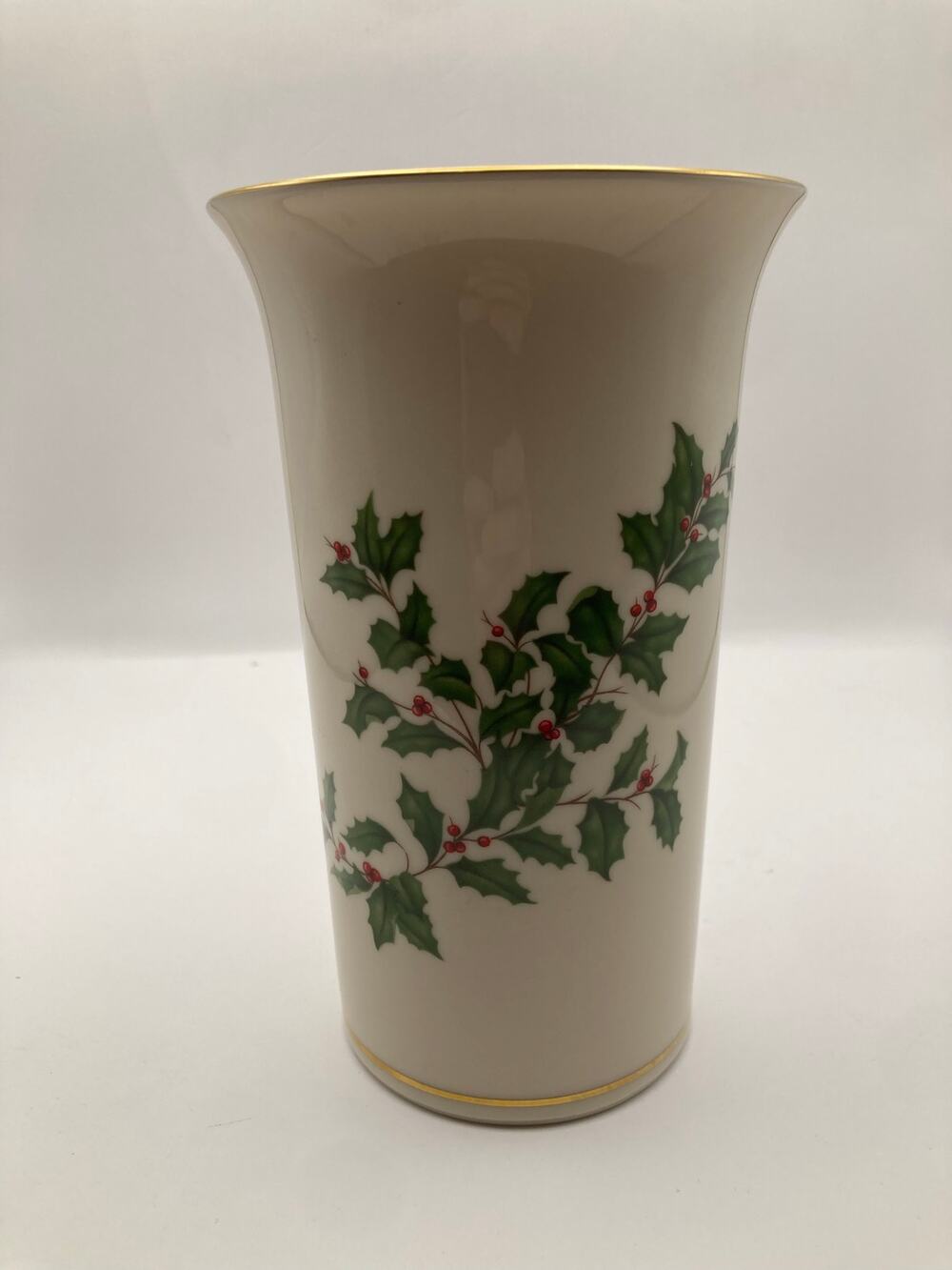 Lenox Holiday Holly Berry Vase 7.5"